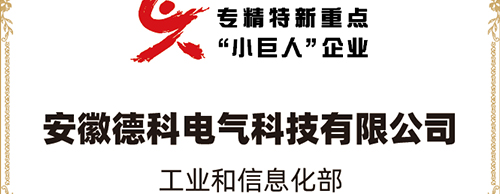 「小巨人 大分量」| 德科電氣榮獲“國家專精特新重點小巨人企業(yè)”稱號！